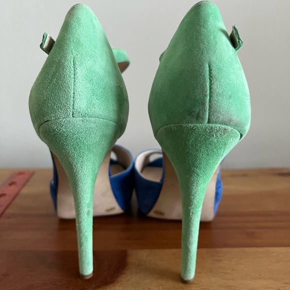 BCBGeneration Lin Color Block Peep Toe Suede Stiletto - Size 8.5 - Picture 8 of 14